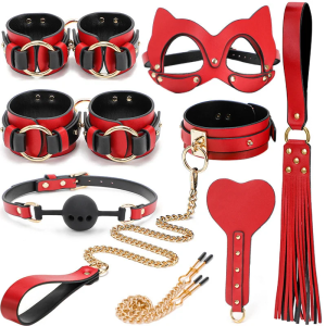 Luxury Portable 8 Pieces Leather Bondage Set